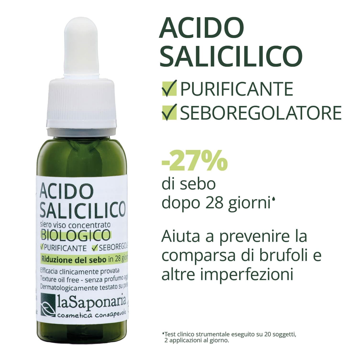 La Saponaria Acido Salicilico siero viso 30 ml purificante