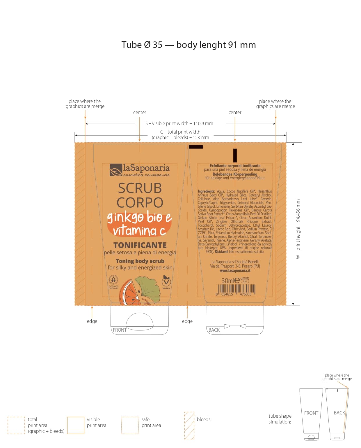 LaSaponaria Agrumi Vitamina C Scrub Corpo Tonificante viaggio seta