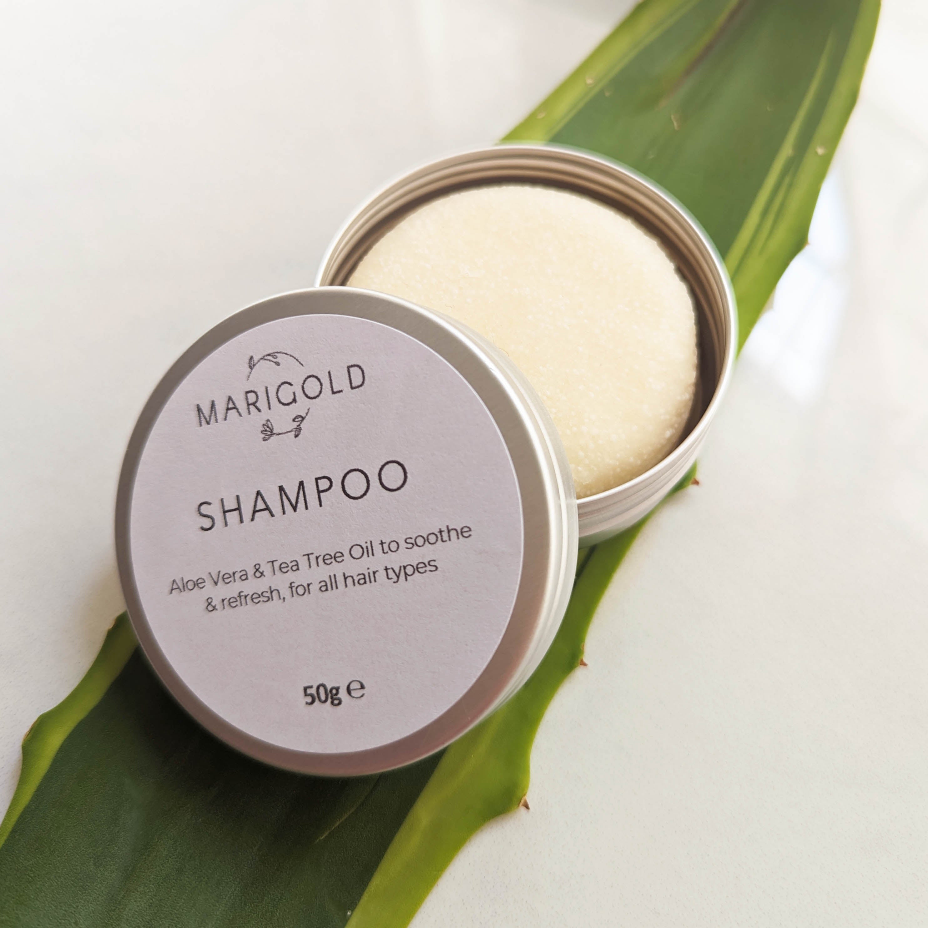 Marigold Charms Aloe Tea Tree Shampoo Solido 50g