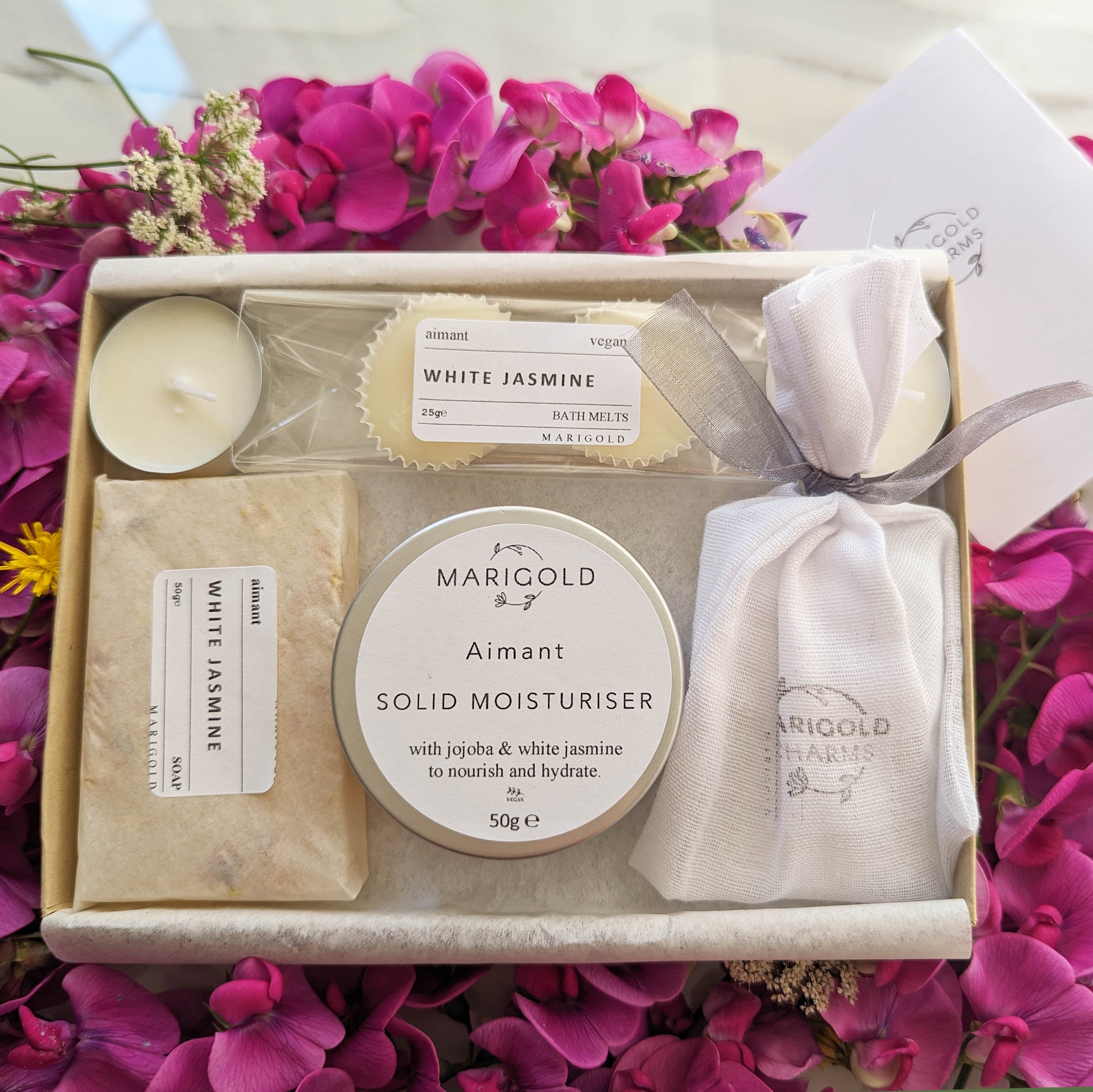 Marigold Charms Letterbox Spa cofanetto gelsomino bianco vegano