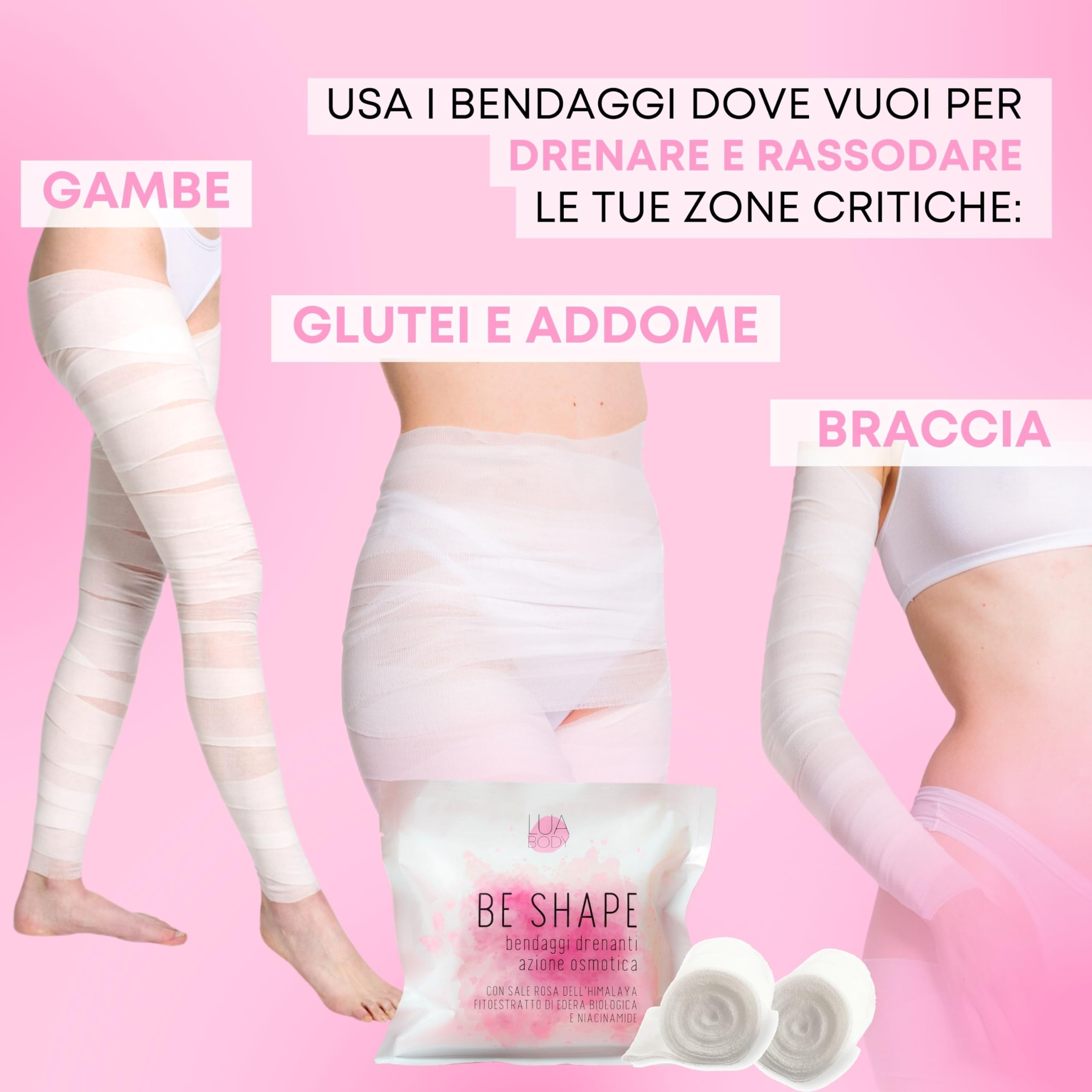 Lua Body Be Shape Bende Anticellulite Sale Rosa Drenanti