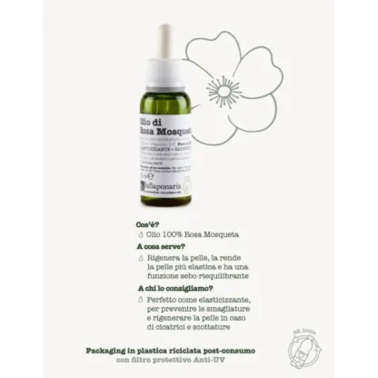 La Saponaria Rosa Mosqueta olio corpo 30 ml elasticizzante