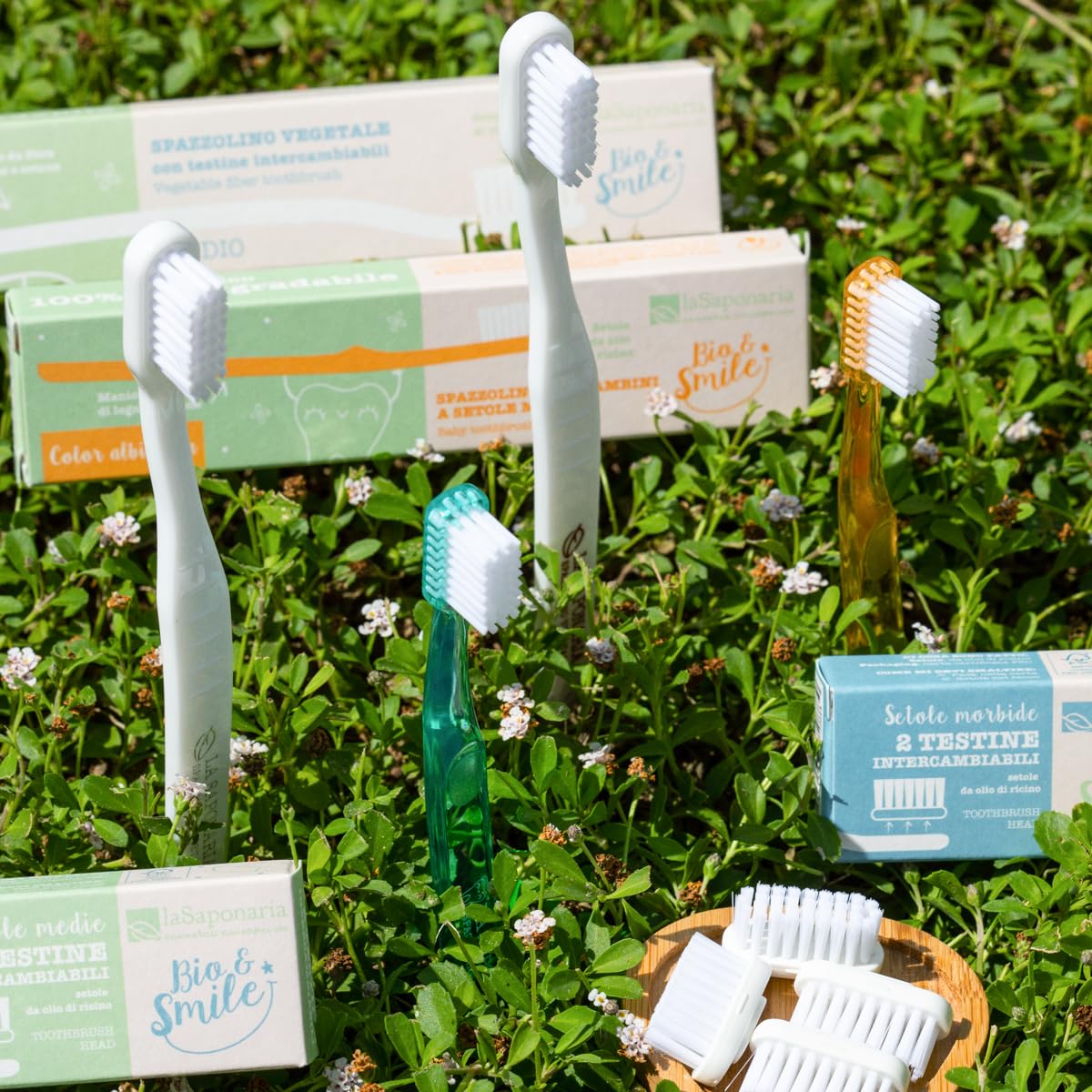 La Saponaria Bio&Smile testine spazzolino 2pz setole medie