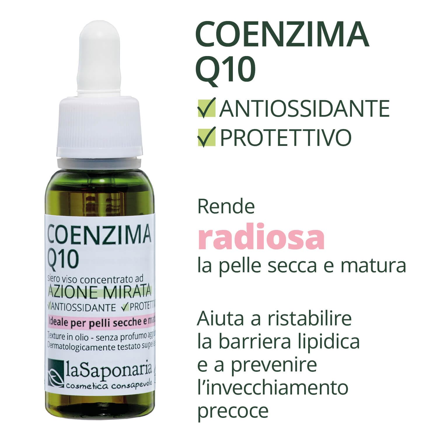 La Saponaria Siero Viso Coenzima Q10 30 ml antiossidante