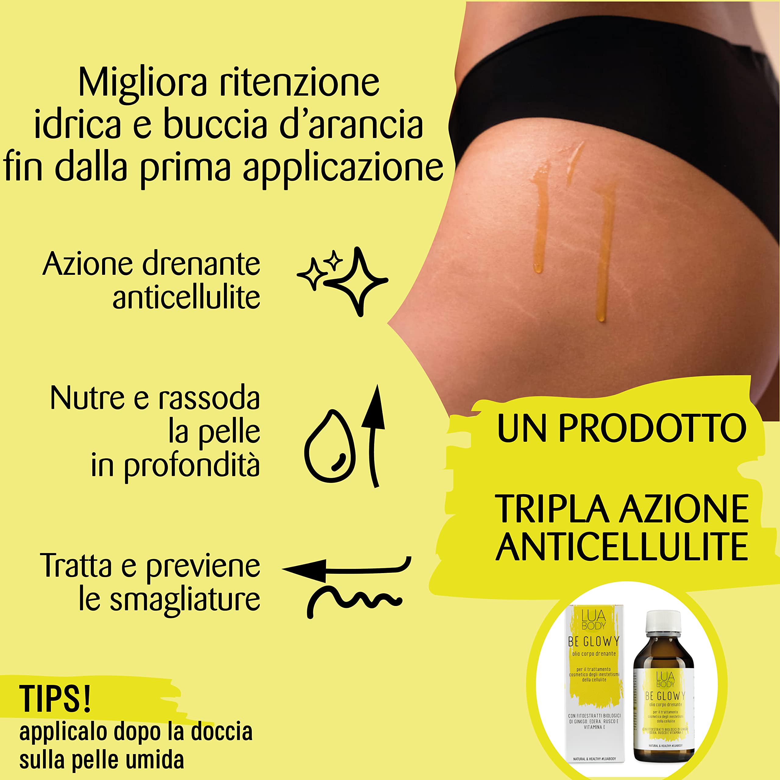 Lua Body Be Glowy olio anticellulite drenante bio