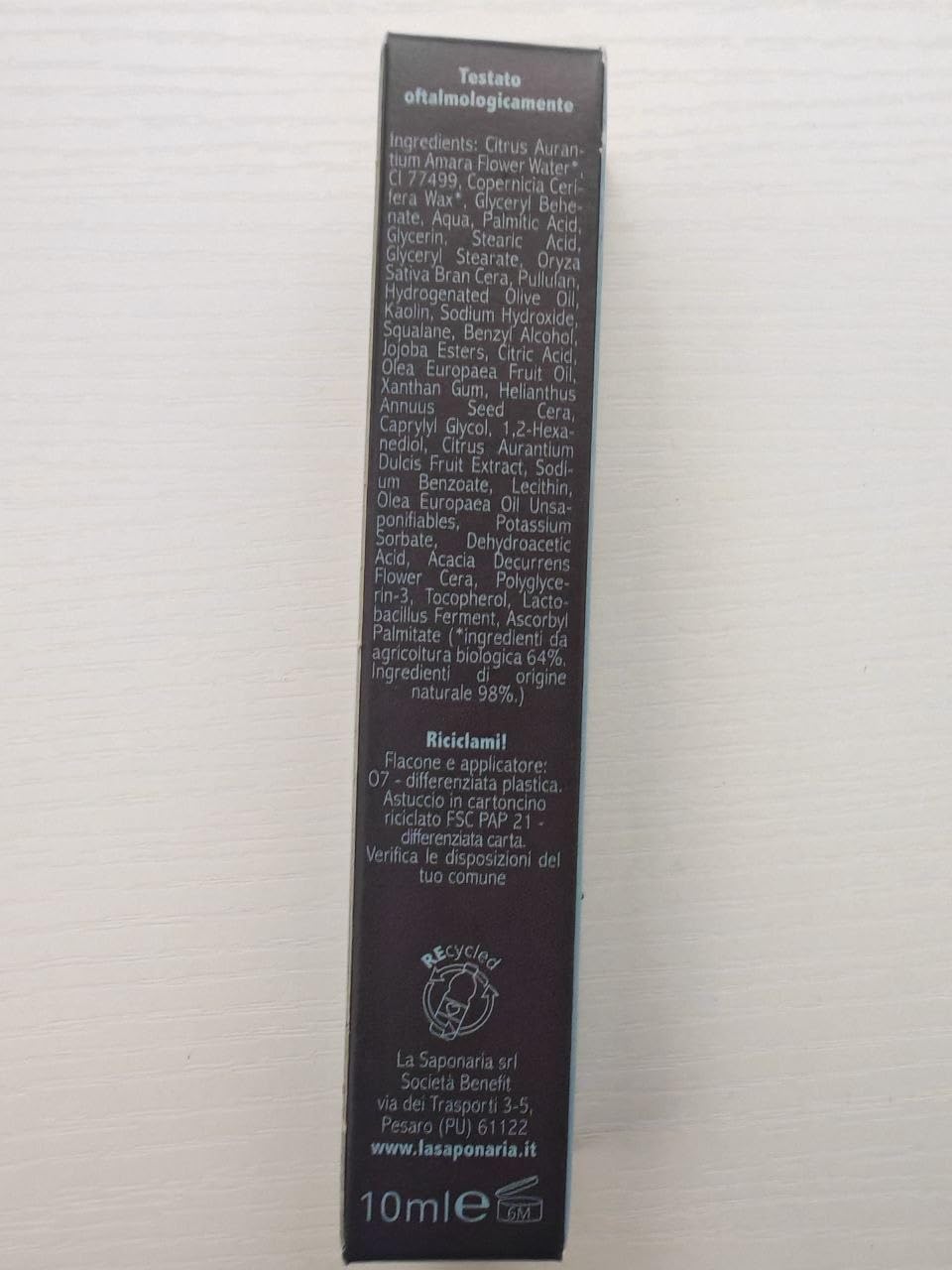 LaSaponaria Mascara Nero Bio 10 ml Volumizzante Allungante
