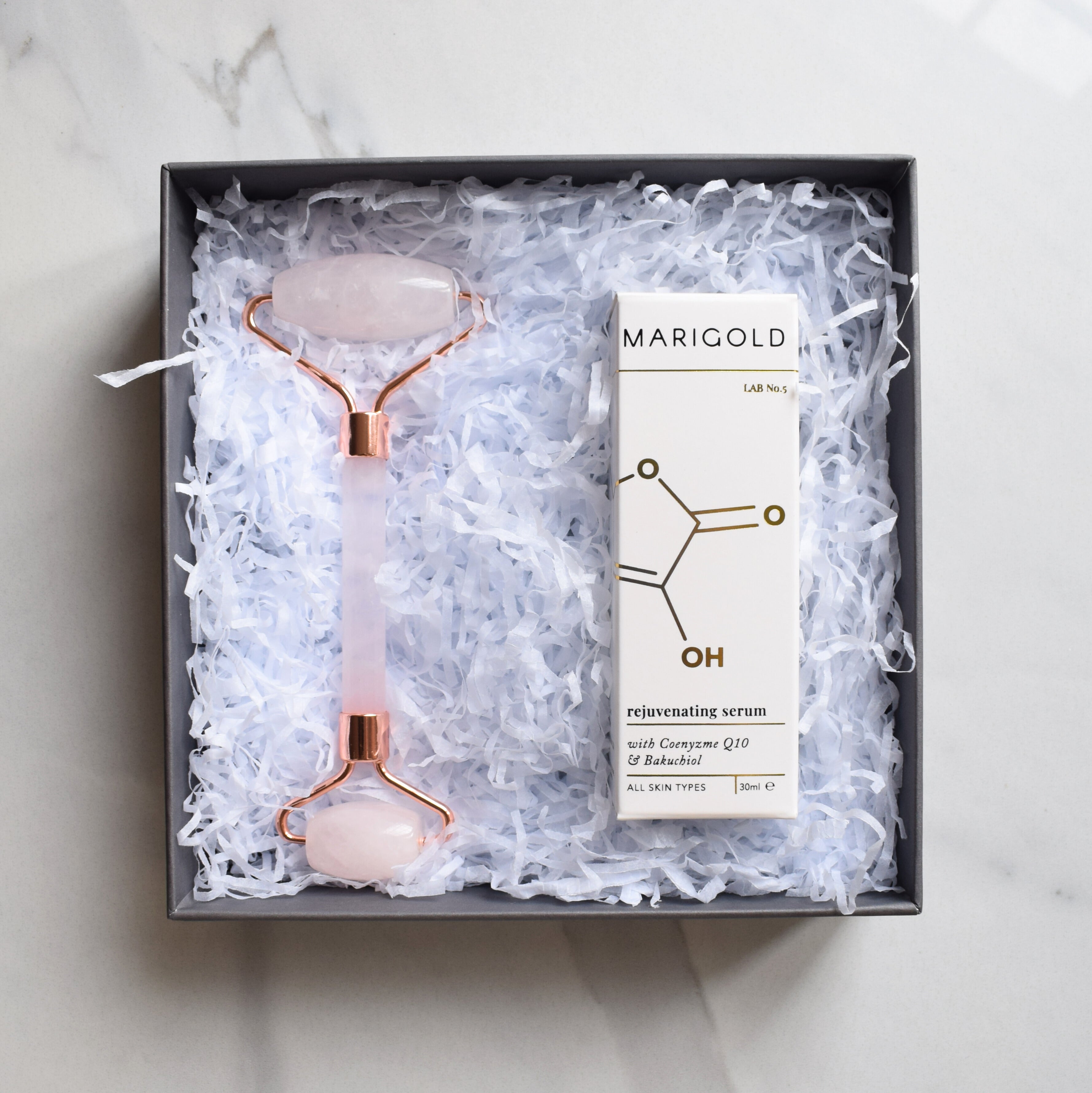Marigold Charms Rose Quartz Glow Set siero viso 30ml al bakuchiol