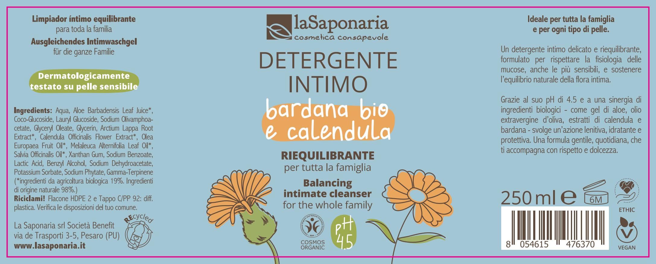 La Saponaria Detergente Intimo 250 ml Bardana Bio