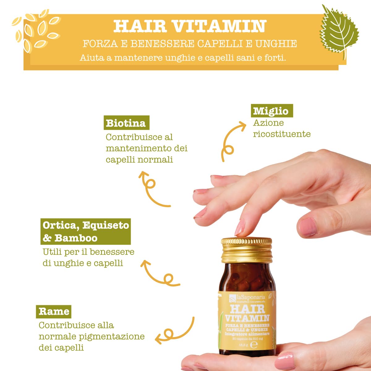 LaSaponaria Hair Vitamin integratore capelli 30 cps biotina