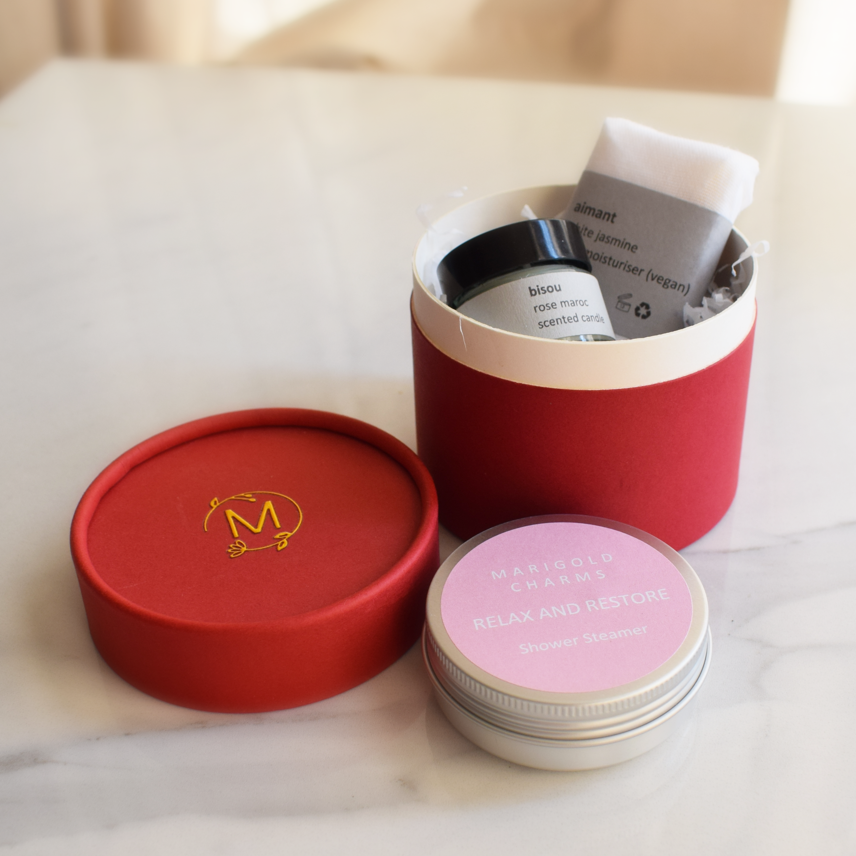 Marigold Charms Mini Spa cofanetto gelsomino bianco in latta