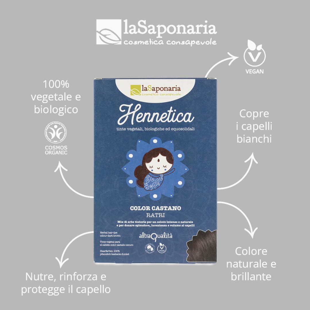 LaSaponaria Hennetica Tinta Vegetale 100 g castano scuro