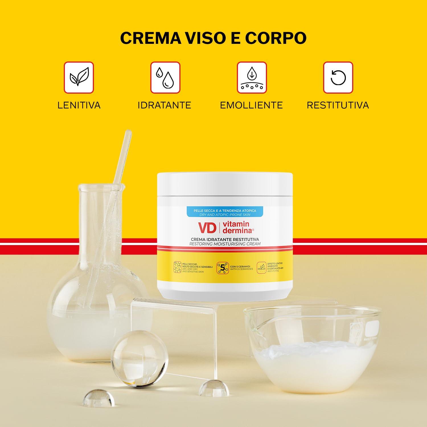 Vitamindermina Crema Idratante Restitutiva 400 ml pelle secca