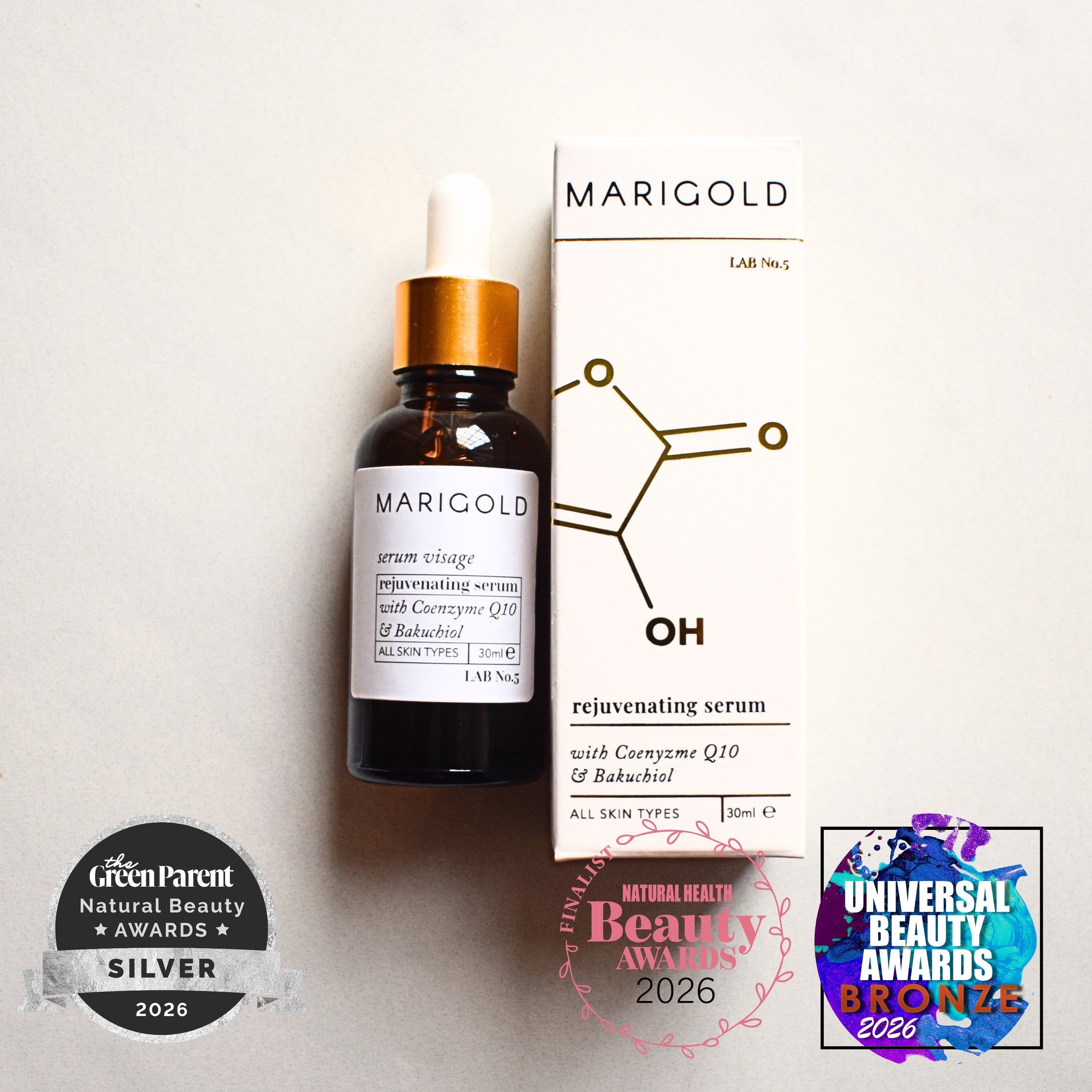 Marigold Charms Bakuchiol siero viso idratante coenzima Q10