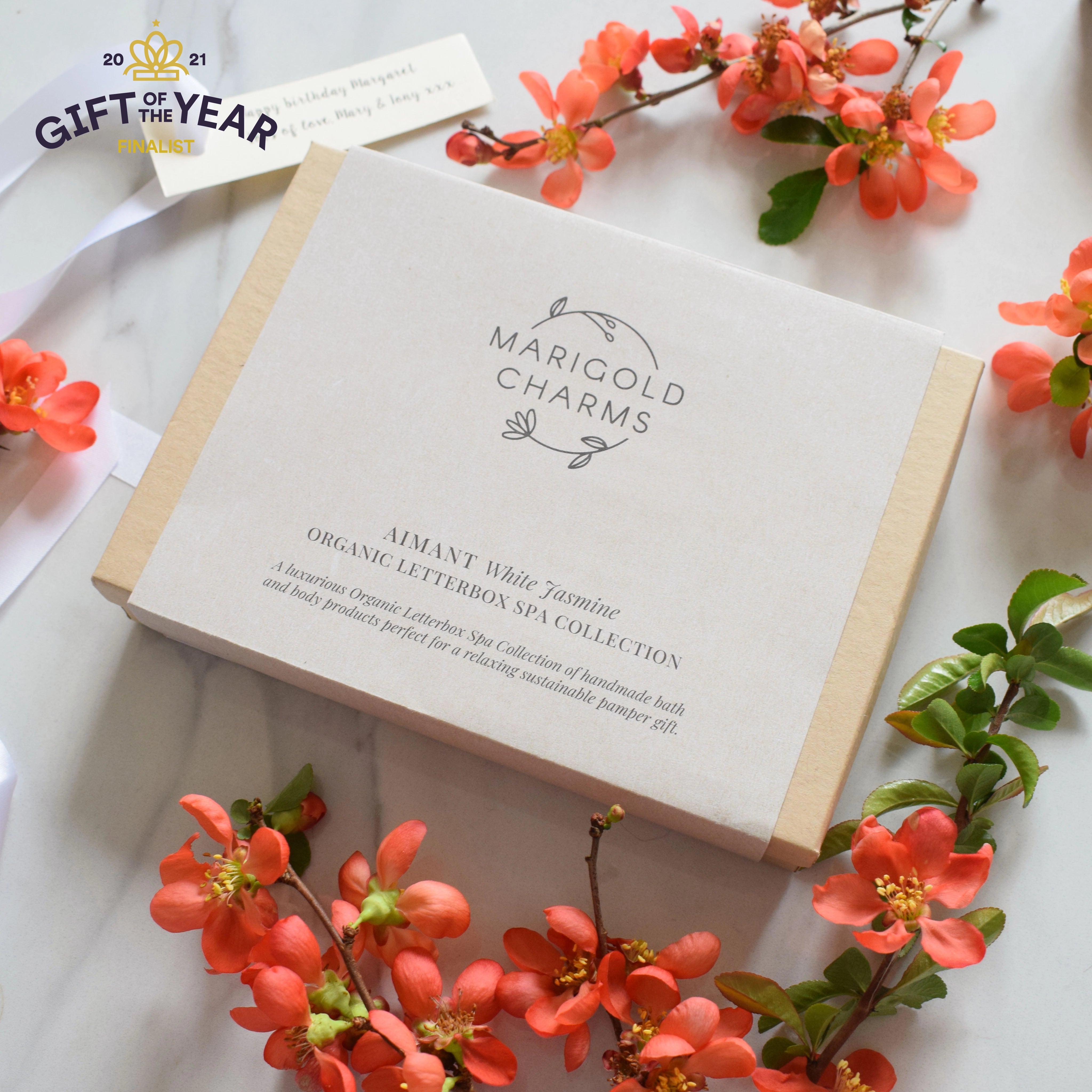 Marigold Charms Organic Letterbox Set Regalo Spa White Jasmine