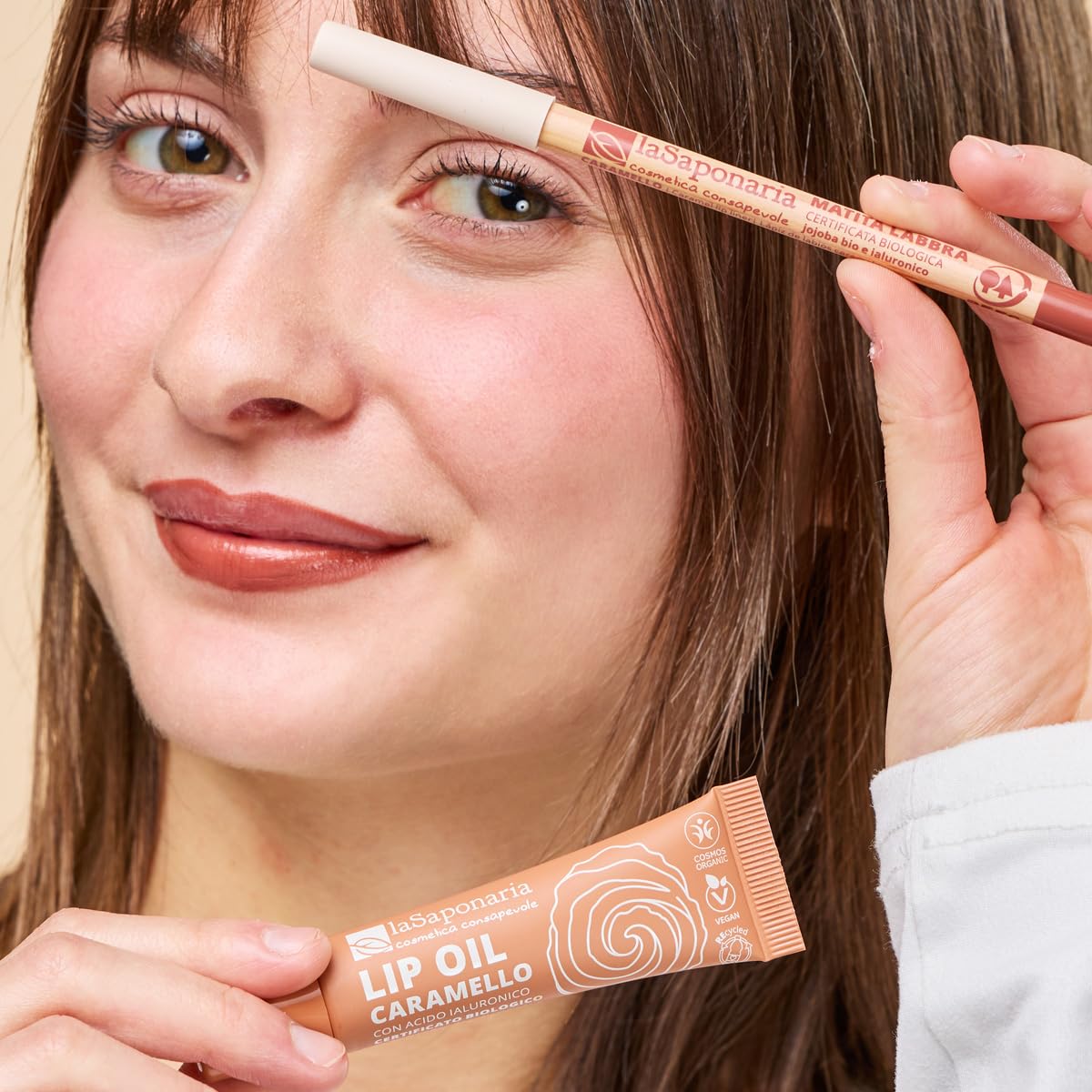 La Saponaria Lip Oil Bio Olio Labbra Caramello 12 ml rimpolpante