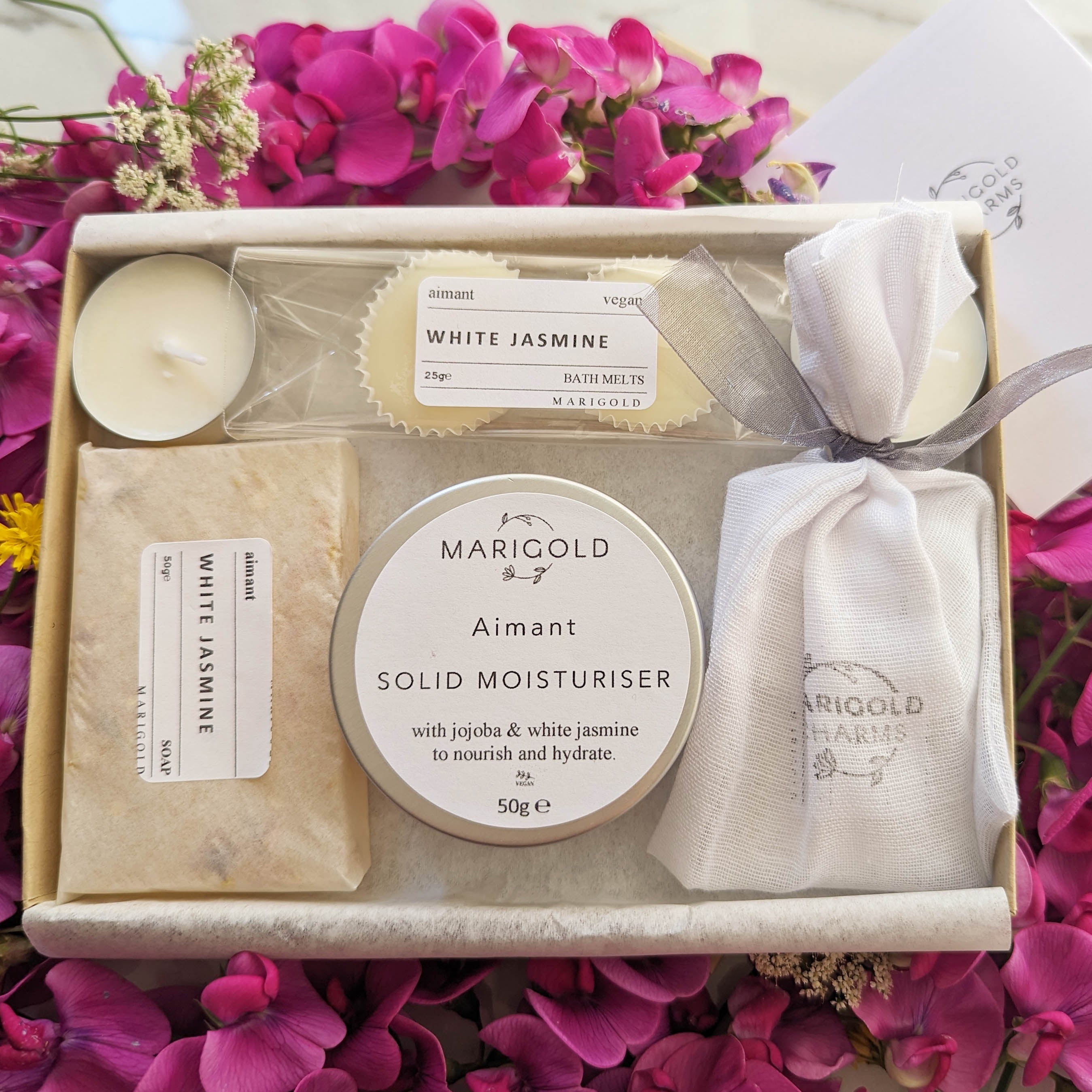 Marigold Charms Letterbox Spa cofanetto gelsomino bianco vegano