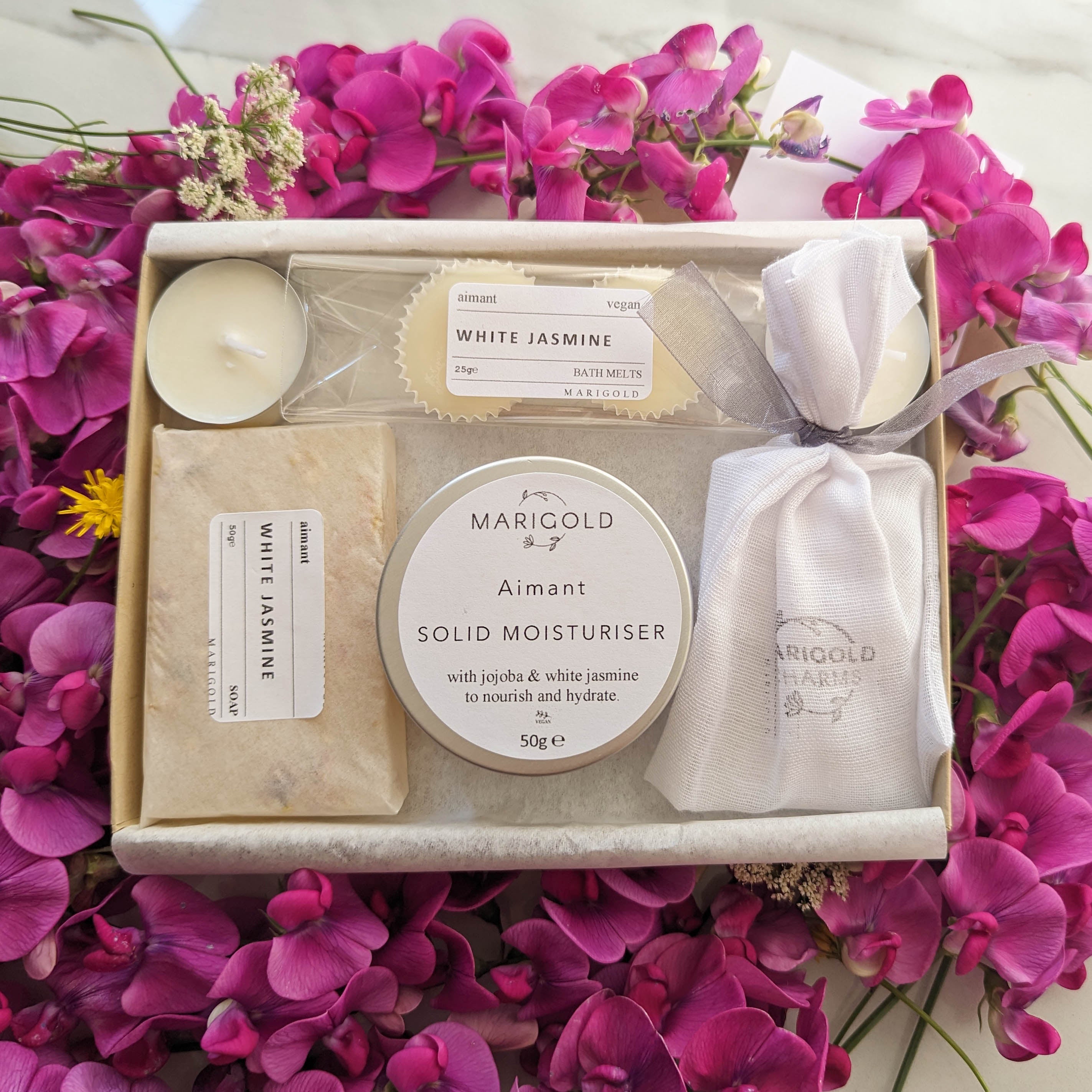 Marigold Charms Letterbox Spa cofanetto gelsomino bianco vegano