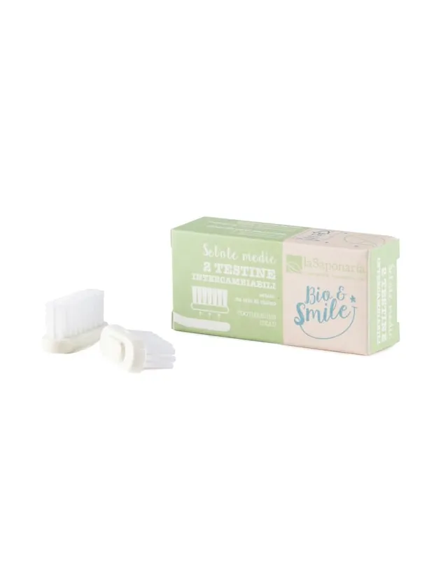La Saponaria Bio&Smile testine spazzolino 2pz setole medie