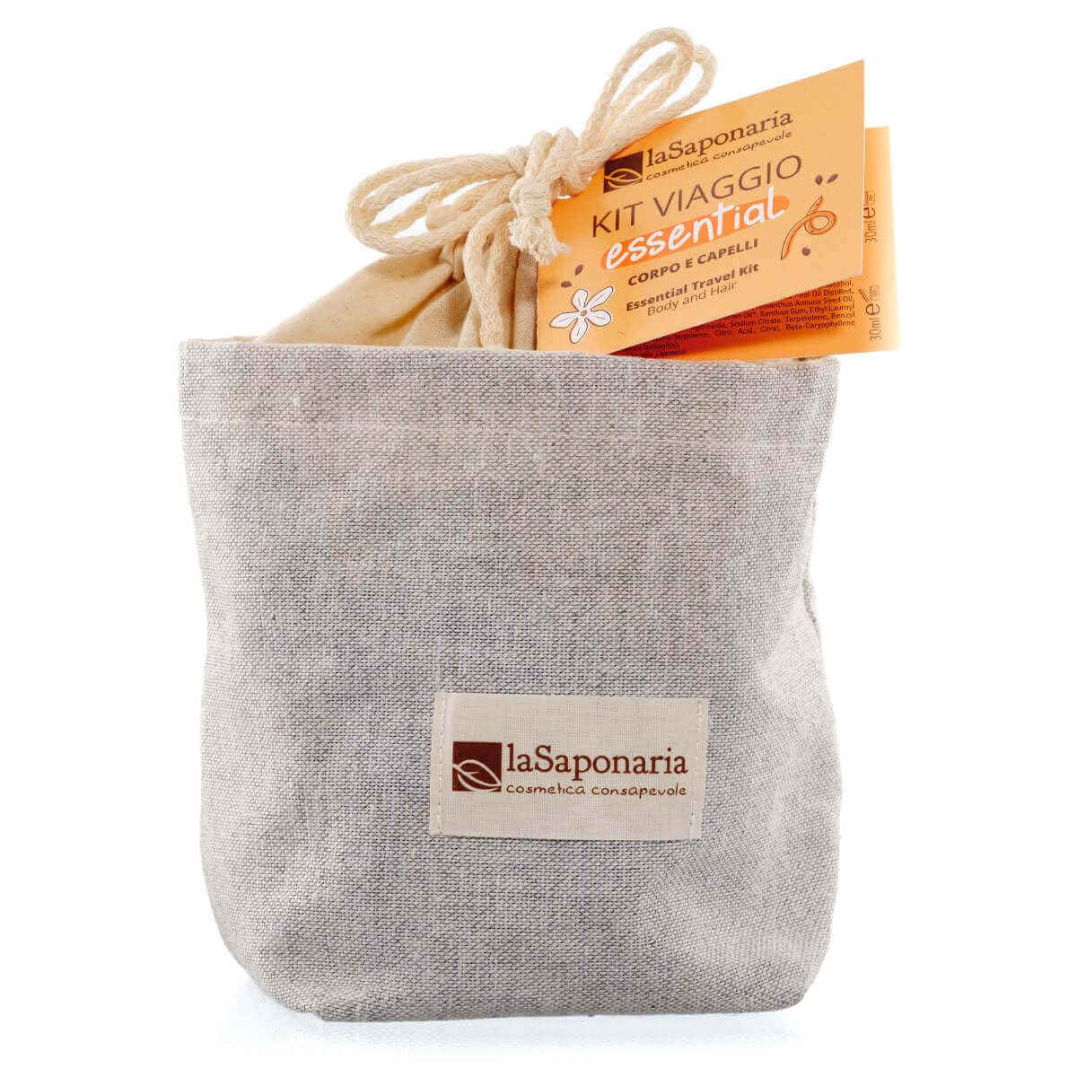 La Saponaria Kit Viaggio Essential Set Travel Pochette Cotone