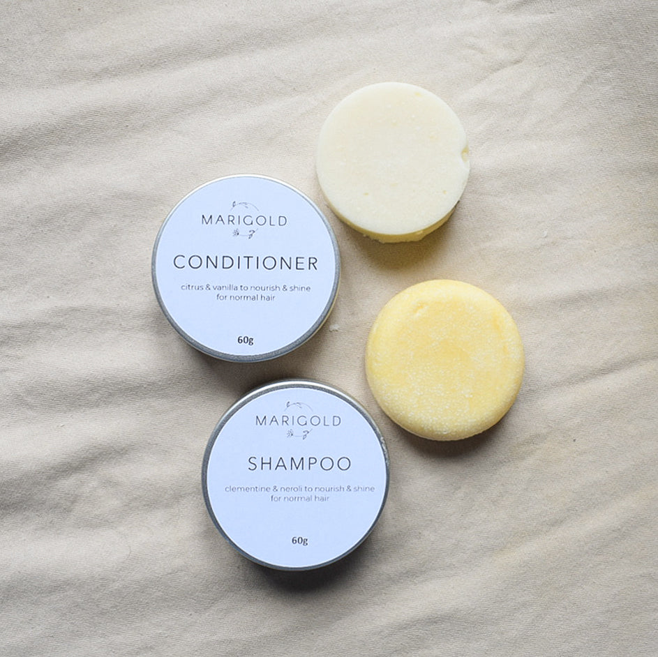 Marigold Charms Shampoo Conditioner set shampoo solido
