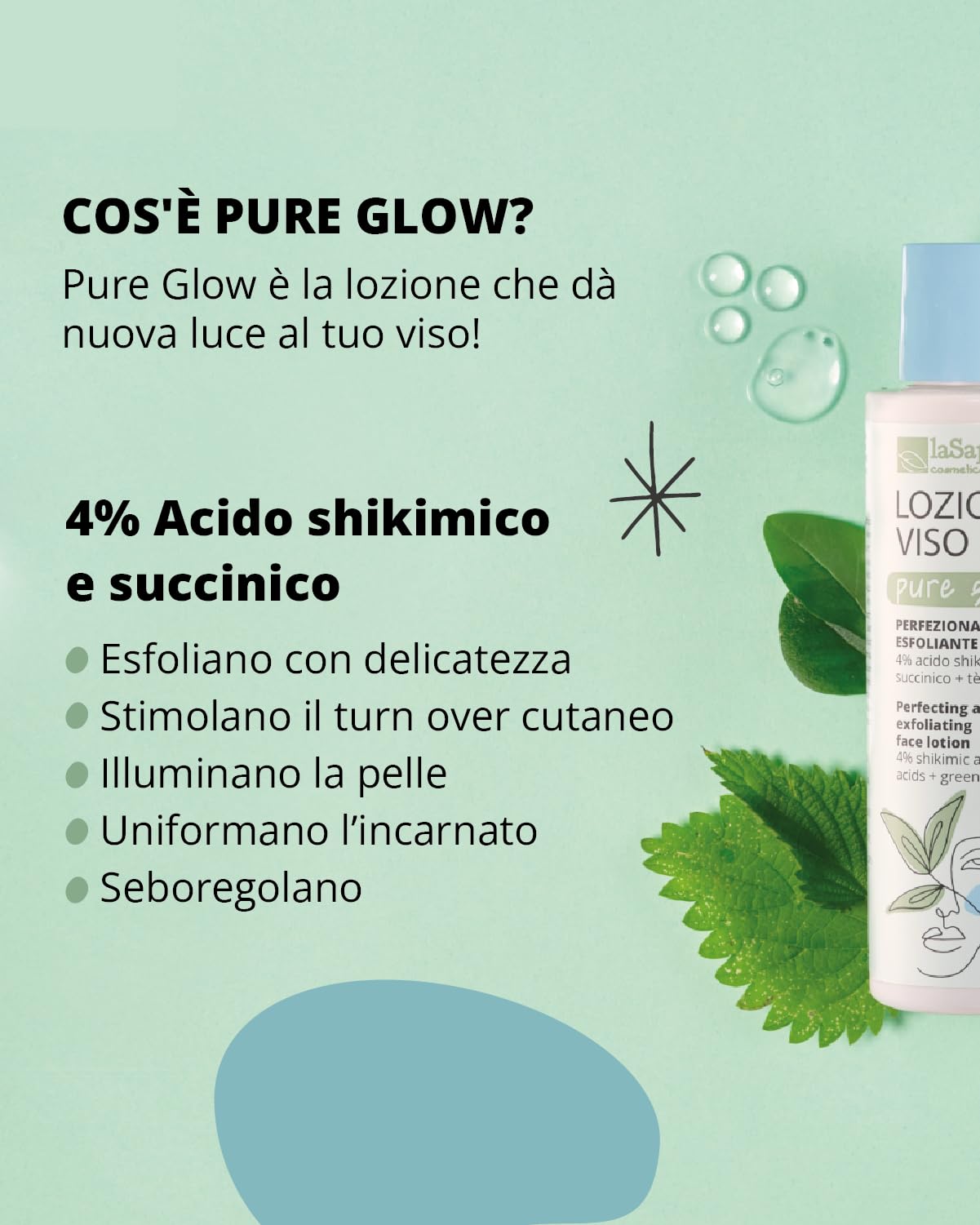 La Saponaria Pure Glow lozione viso 150 ml esfoliante