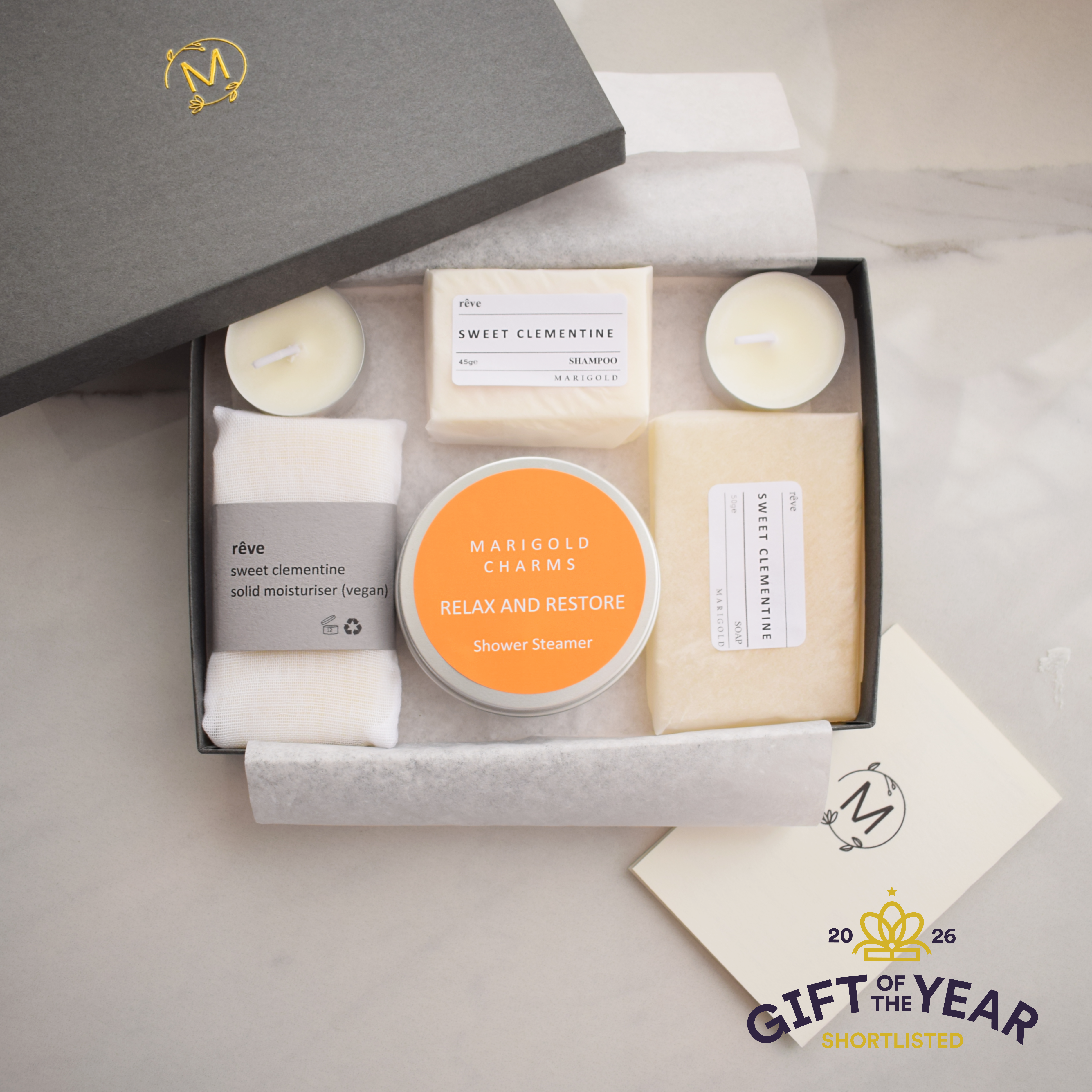 Marigold Charms Set Regalo Doccia Spa Shampoo Solido