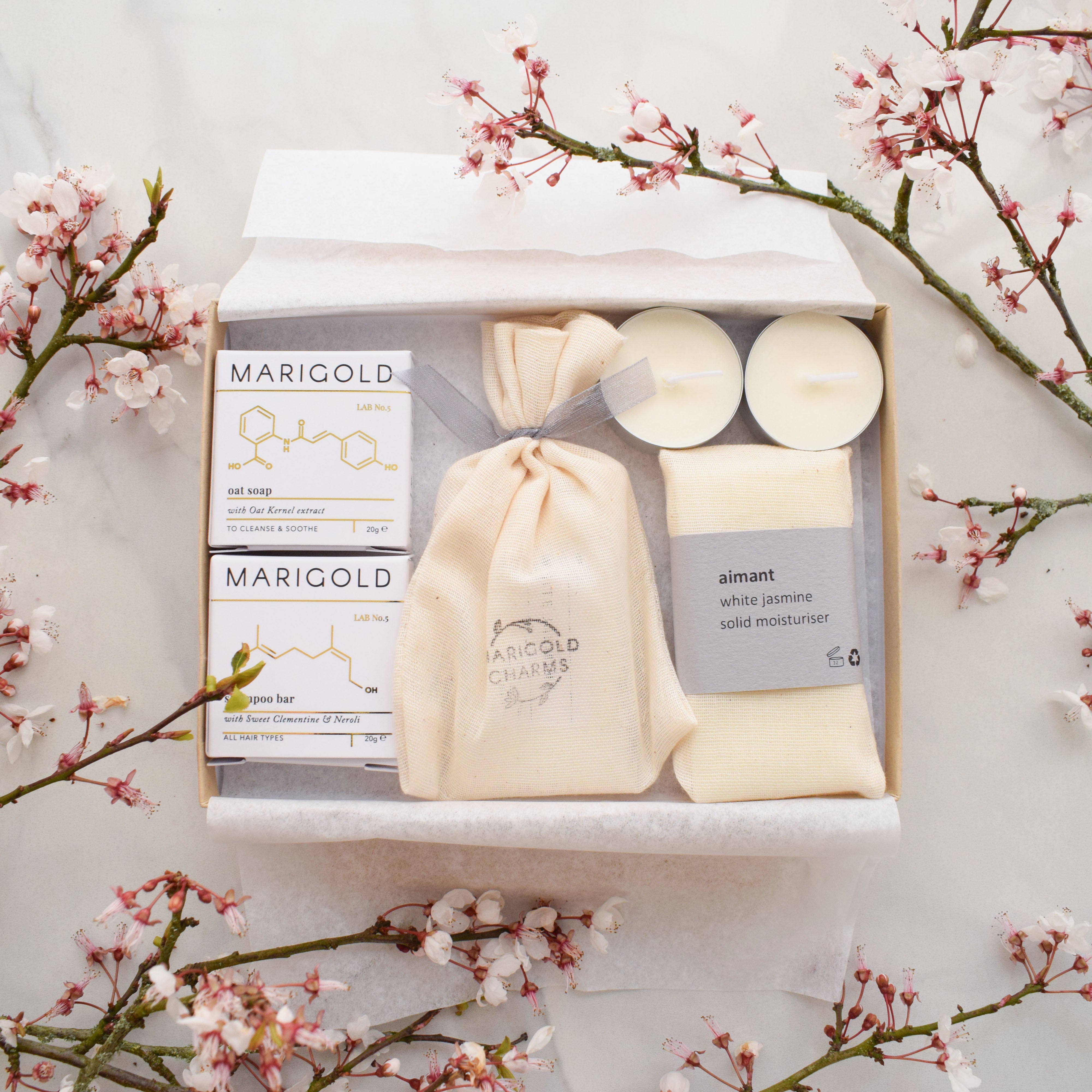 Marigold Charms Relaxation Wellness set letterbox gelsomino