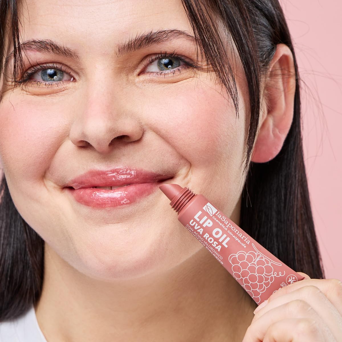 La Saponaria Lip Oil Bio Olio Labbra Uva Rosa 12 ml rimpolpante