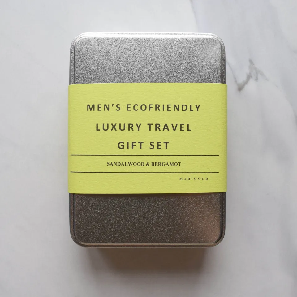Marigold Charms Travel Set uomo shampoo solido sandalwood bergamot