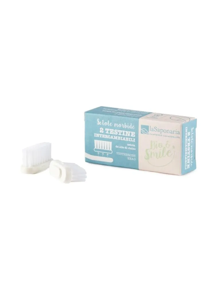 La Saponaria Testine Ricambio Spazzolino Ecologico Setole Morbide 2 pz