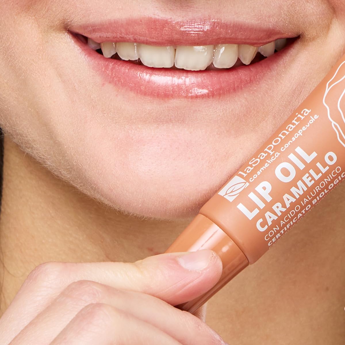 La Saponaria Lip Oil Bio Olio Labbra Caramello 12 ml rimpolpante