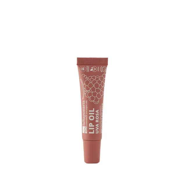 La Saponaria Lip Oil Bio Olio Labbra Uva Rosa 12 ml rimpolpante