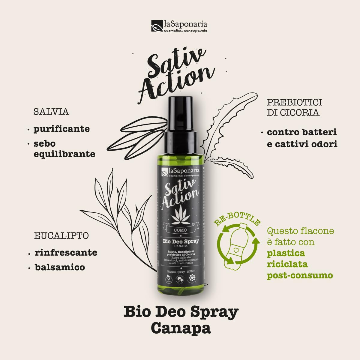LaSaponaria Biodeo Spray Canapa deodorante 100 ml bio
