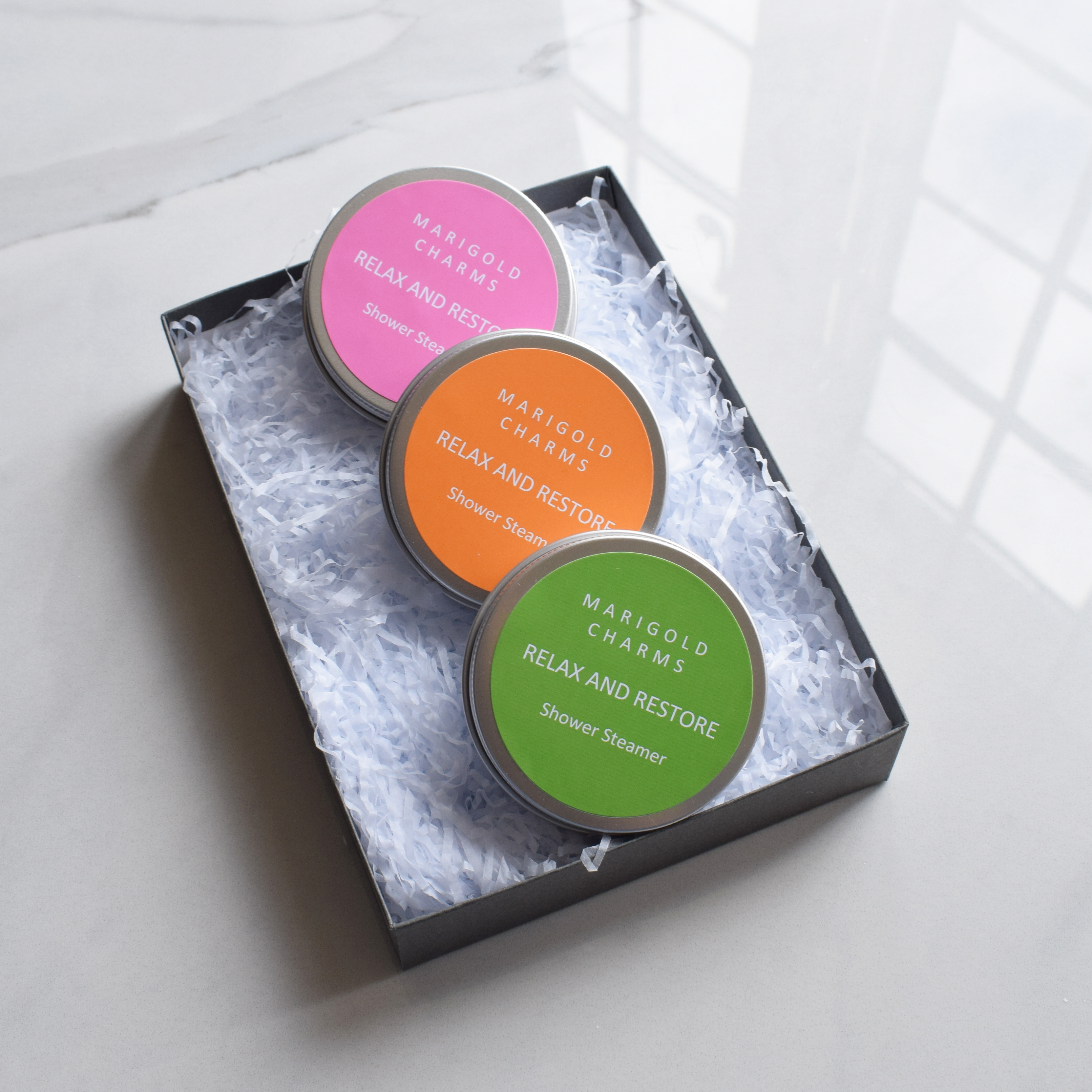 Marigold Charms Trio steamer doccia vegani 3 pezzi assortiti