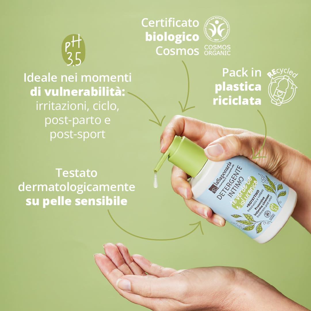 La Saponaria Detergente Intimo Bio Tè Verde 250 ml protettivo