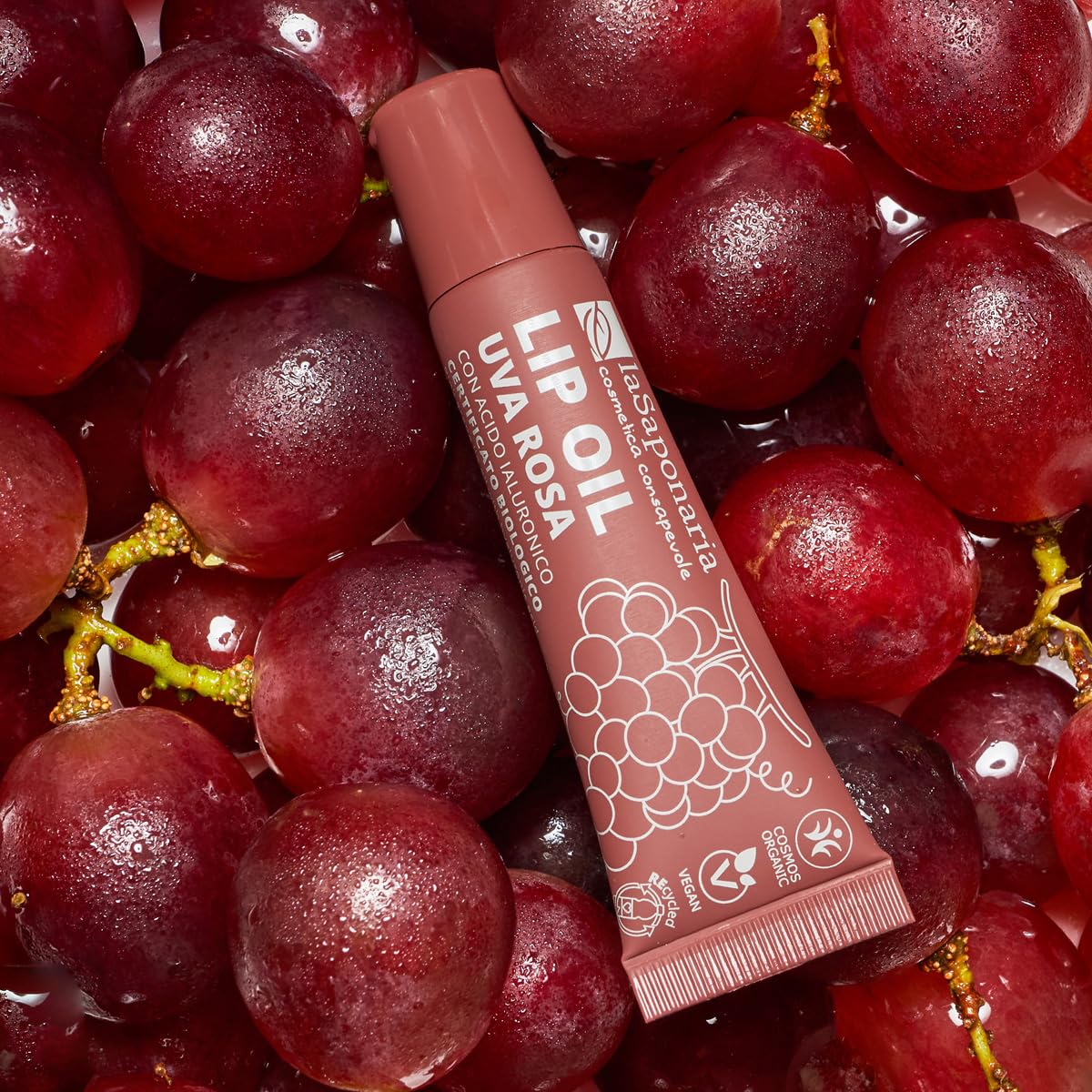 La Saponaria Lip Oil Bio Olio Labbra Uva Rosa 12 ml rimpolpante