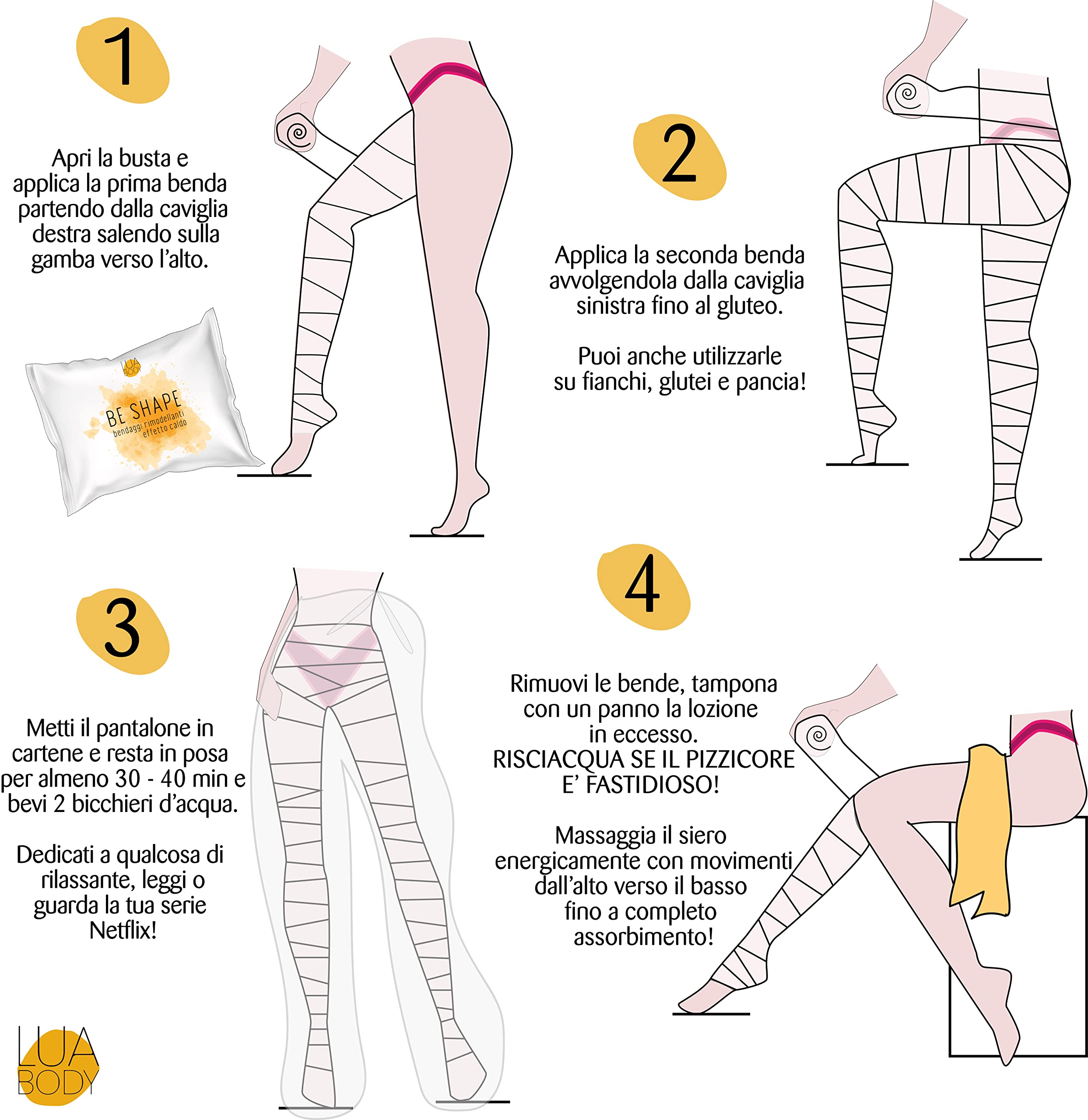 Lua Body Be Shape bende anticellulite caldo arancio 3 pezzi