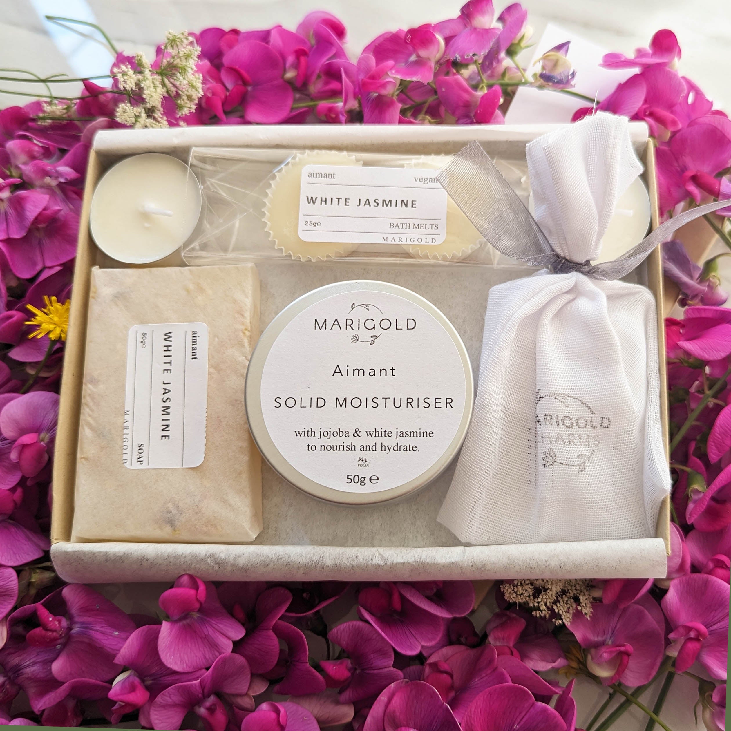 Marigold Charms Letterbox Spa cofanetto gelsomino bianco vegano