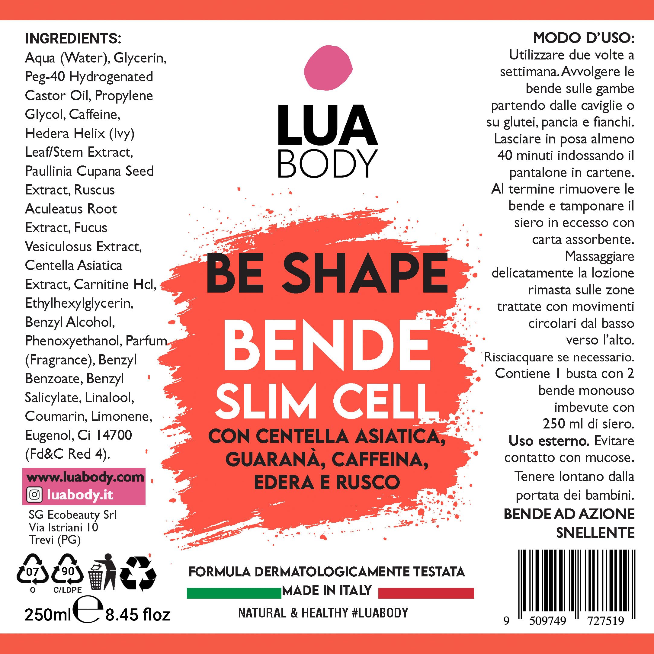 Lua Body Be Shape Slim Cell bende anticellulite kit 3 pezzi drenanti