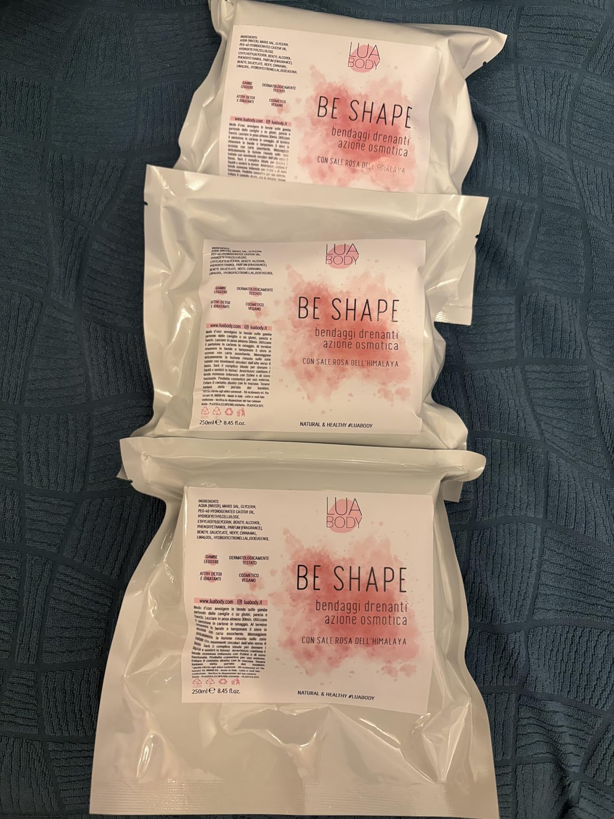 Lua Body Be Shape kit 3 bendaggi drenanti sale rosa gambe
