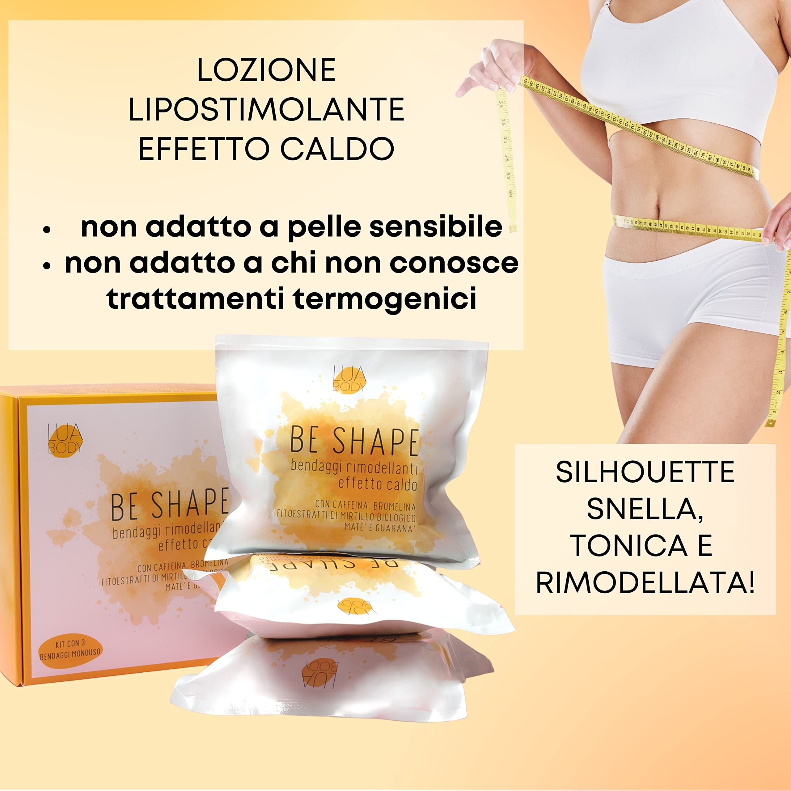 Lua Body Be Shape bende anticellulite caldo arancio 3 pezzi