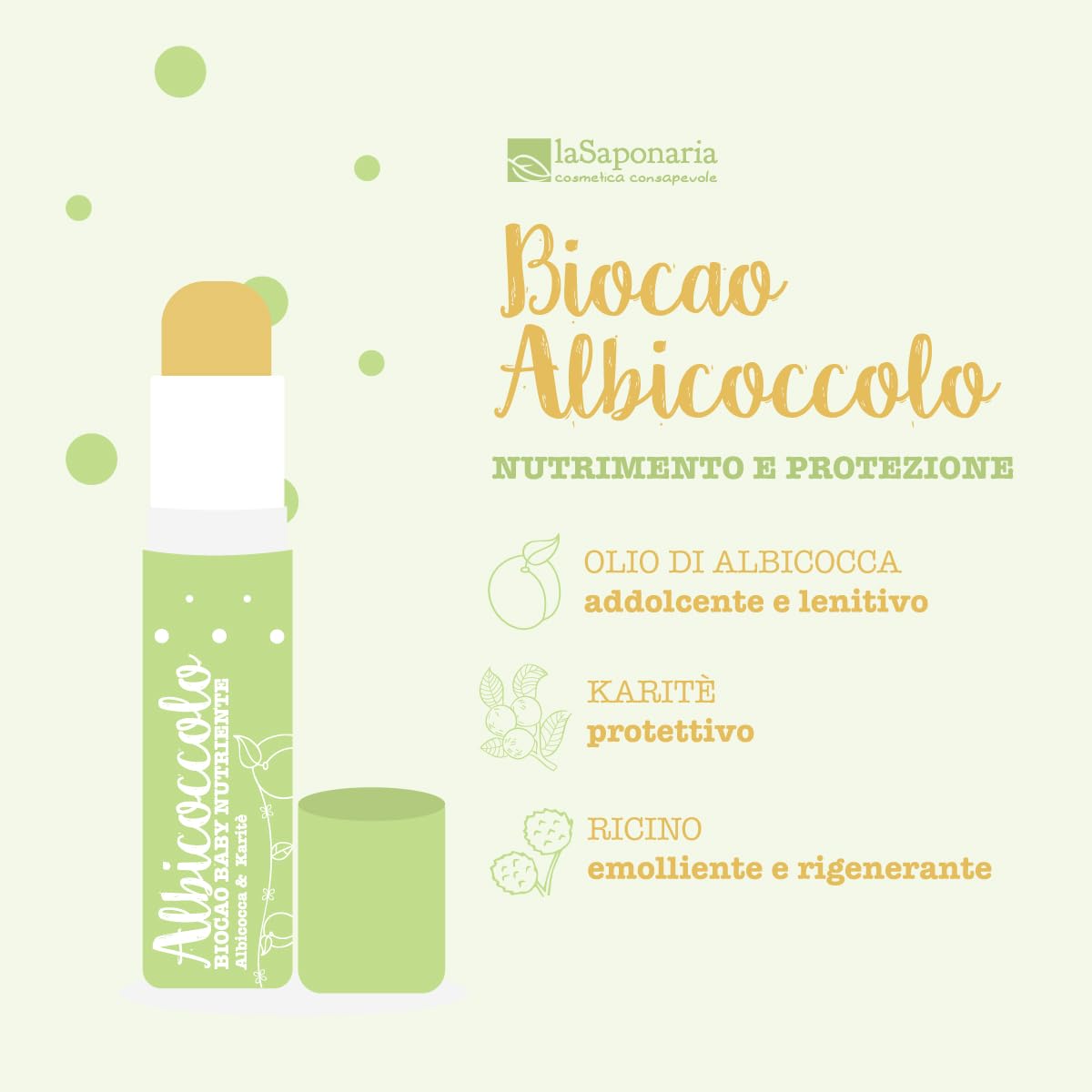 La Saponaria Biocao Albicoccolo Balsamo Labbra 5,7 ml Albicocca