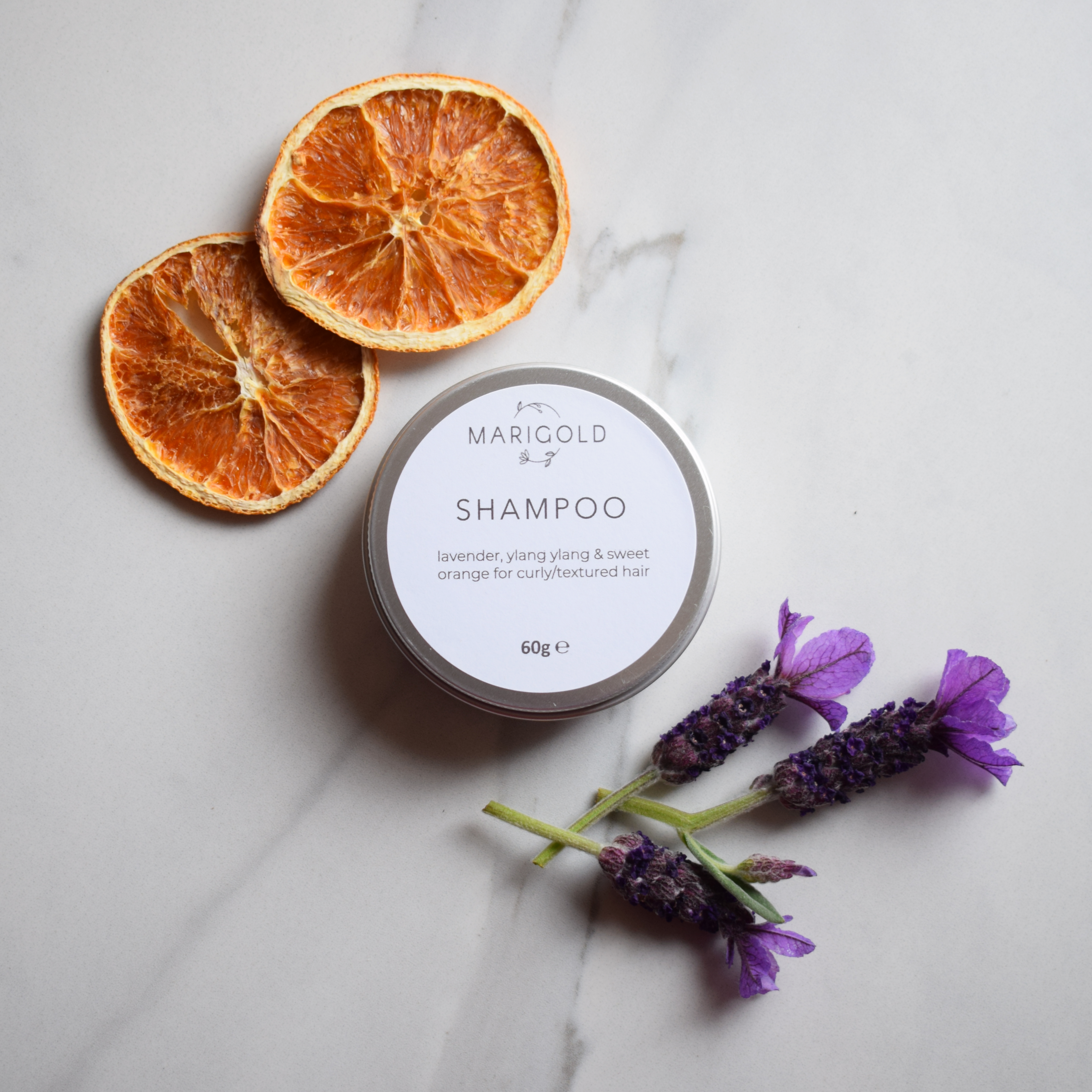 Marigold Charms Lavender Ylang Ylang Sweet Orange shampoo solido ricci