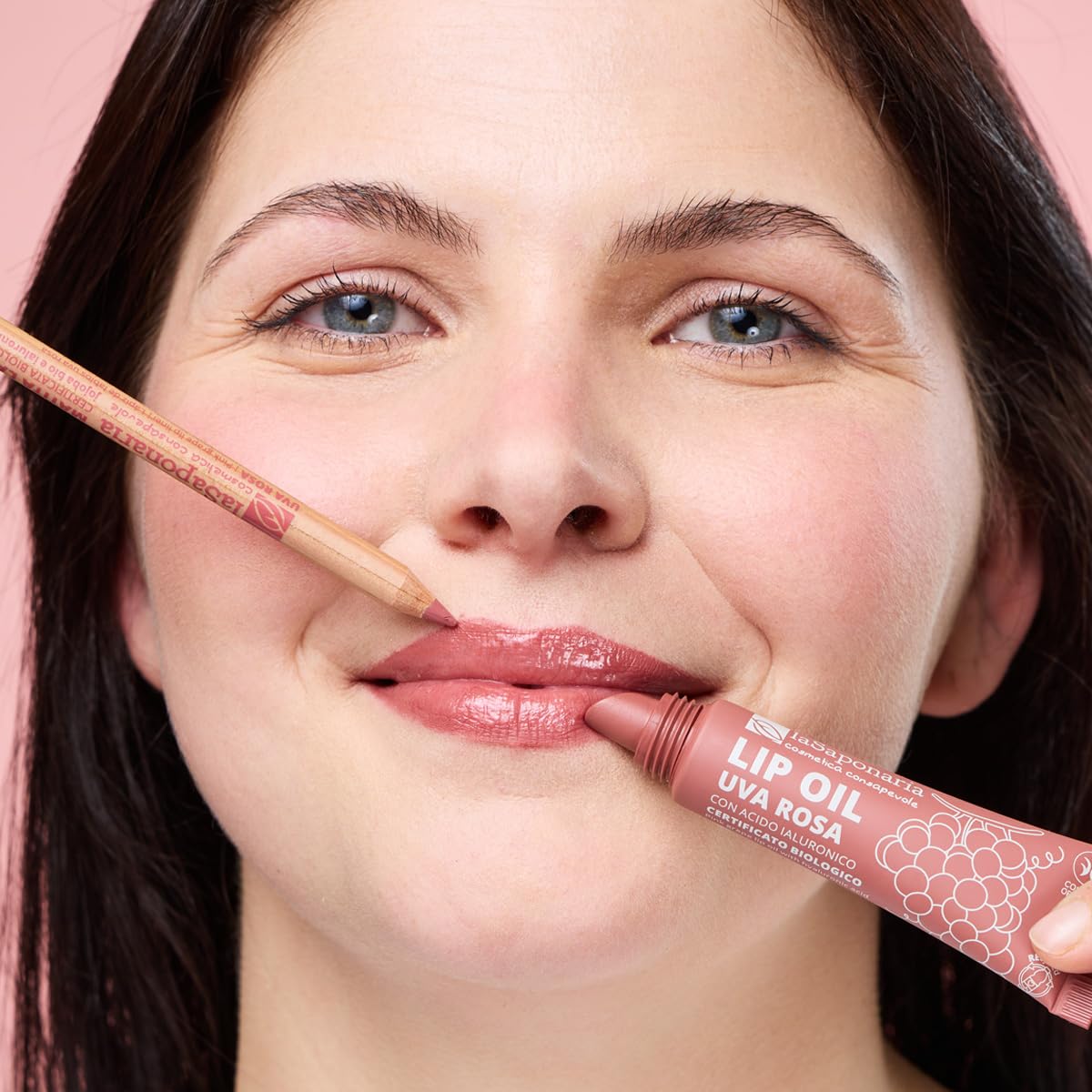 La Saponaria Lip Oil Bio Olio Labbra Uva Rosa 12 ml rimpolpante