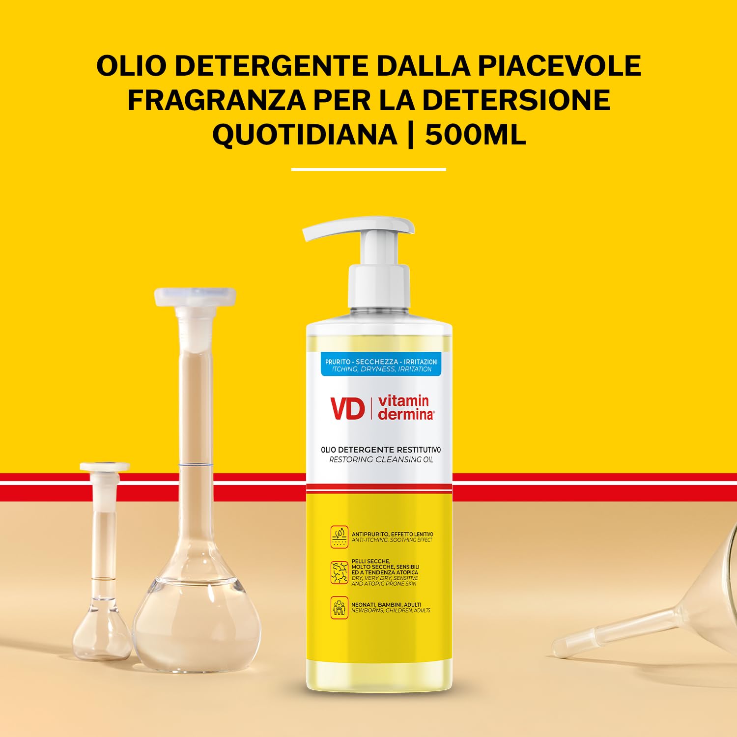 Vitamindermina Olio Detergente Restitutivo 500 ml Pelli Secche