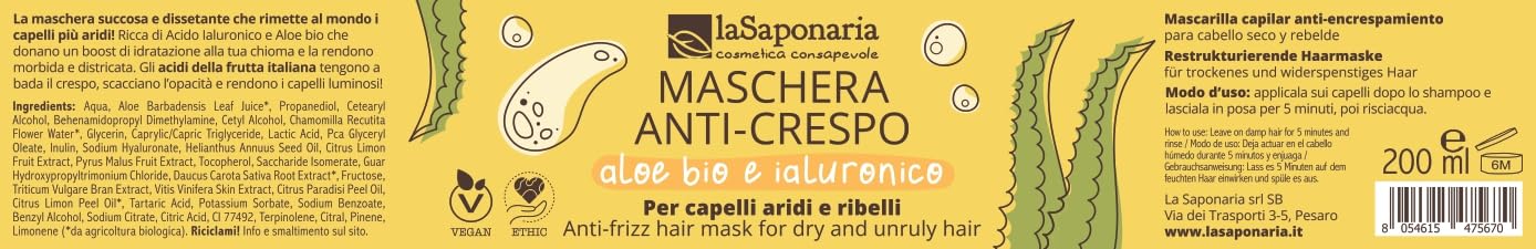 La Saponaria Maschera Capelli Anticrespo 200 ml