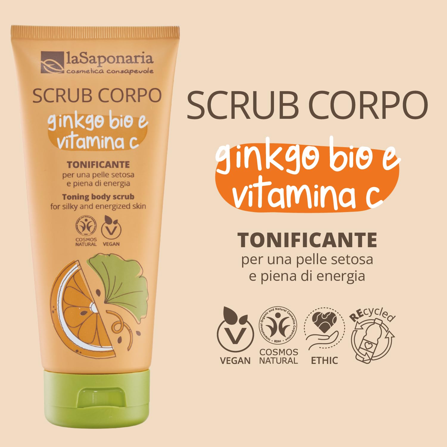 La Saponaria Scrub Corpo Tonificante ginkgo vitamina C 200 ml