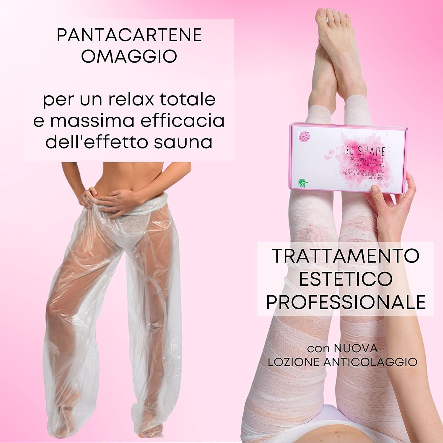 Lua Body Be Shape kit 3 bendaggi drenanti sale rosa gambe