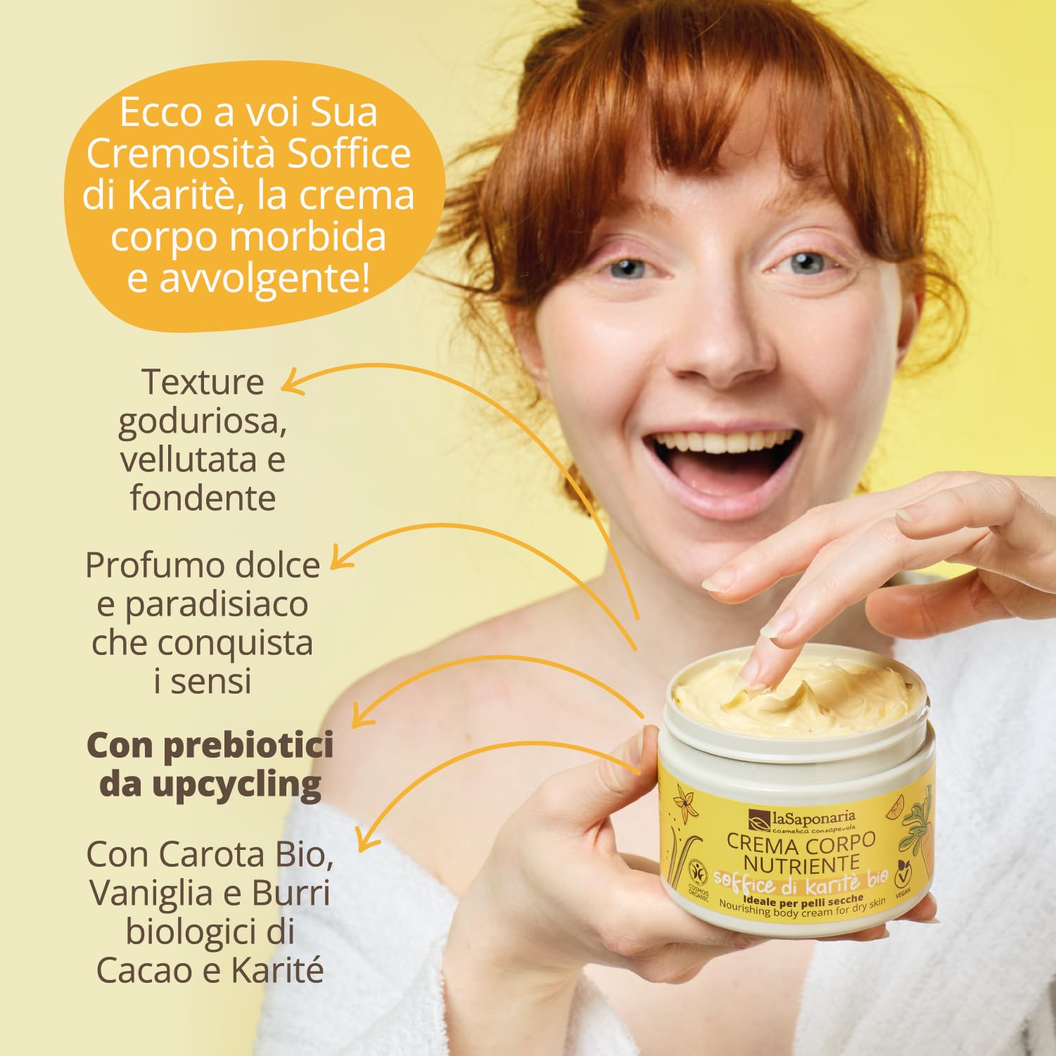 La Saponaria Soffice di Karitè Crema Corpo Carota e Vaniglia 180 ml