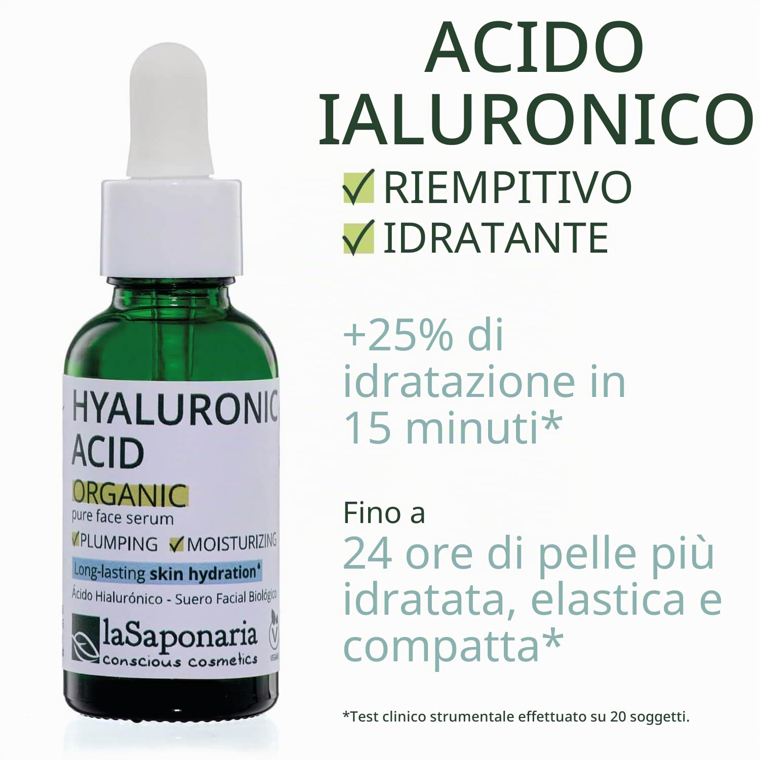 La Saponaria Siero Viso Acido Ialuronico 30 ml bio